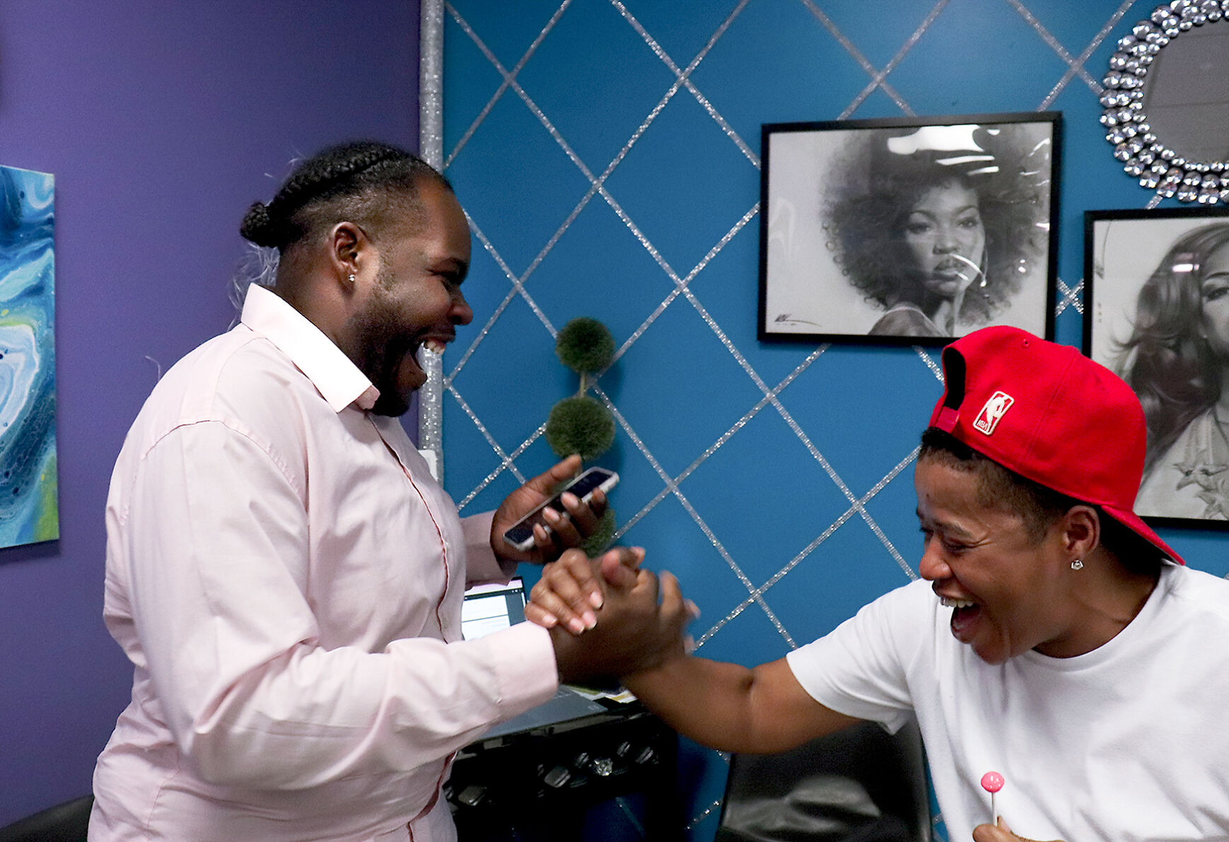 Roy Lovelady shakes hands with close friend Sean Jones (copy)